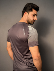 Men New Hexagon Angles Exclusive T-Shirt In Dry Fit in Grey