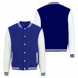 Mens Slim Fit Varsity Baseball Jacket Royal Blue & White | Tyfit TyFit