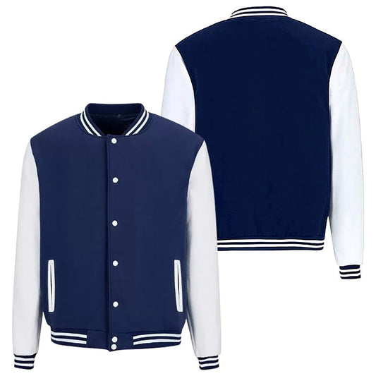 Mens Slim Fit Varsity Baseball Jacket Dark Blue & White | Tyfit TyFit