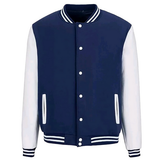 Mens Slim Fit Varsity Baseball Jacket Dark Blue & White | Tyfit TyFit