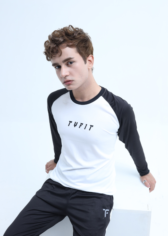 Exclusive full sleeve plain Track Suit white and black combo tyfit