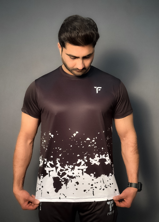 Men Crystal Design Half Sleeve T shirt in Black tyfit