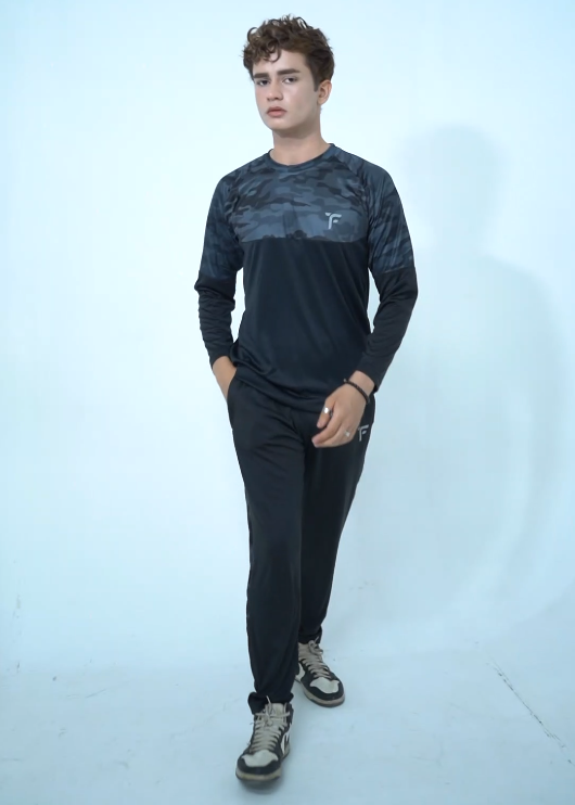 Men New CamouFleage full sleeve in black track suit TyFit