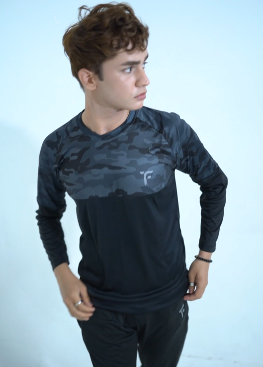 Men New CamouFleage full sleeve in black track suit TyFit