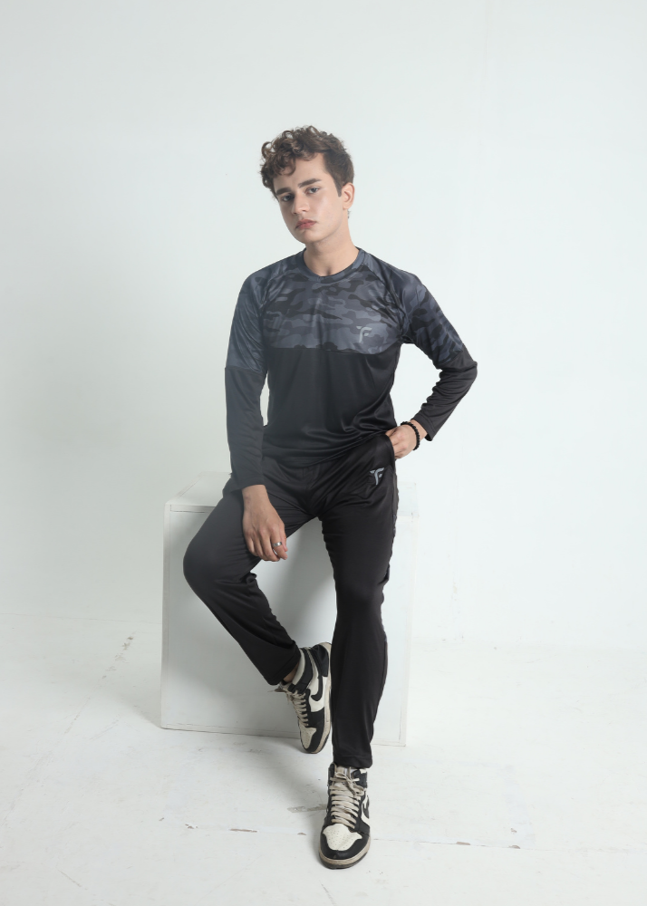 Men New CamouFleage full sleeve in black track suit TyFit