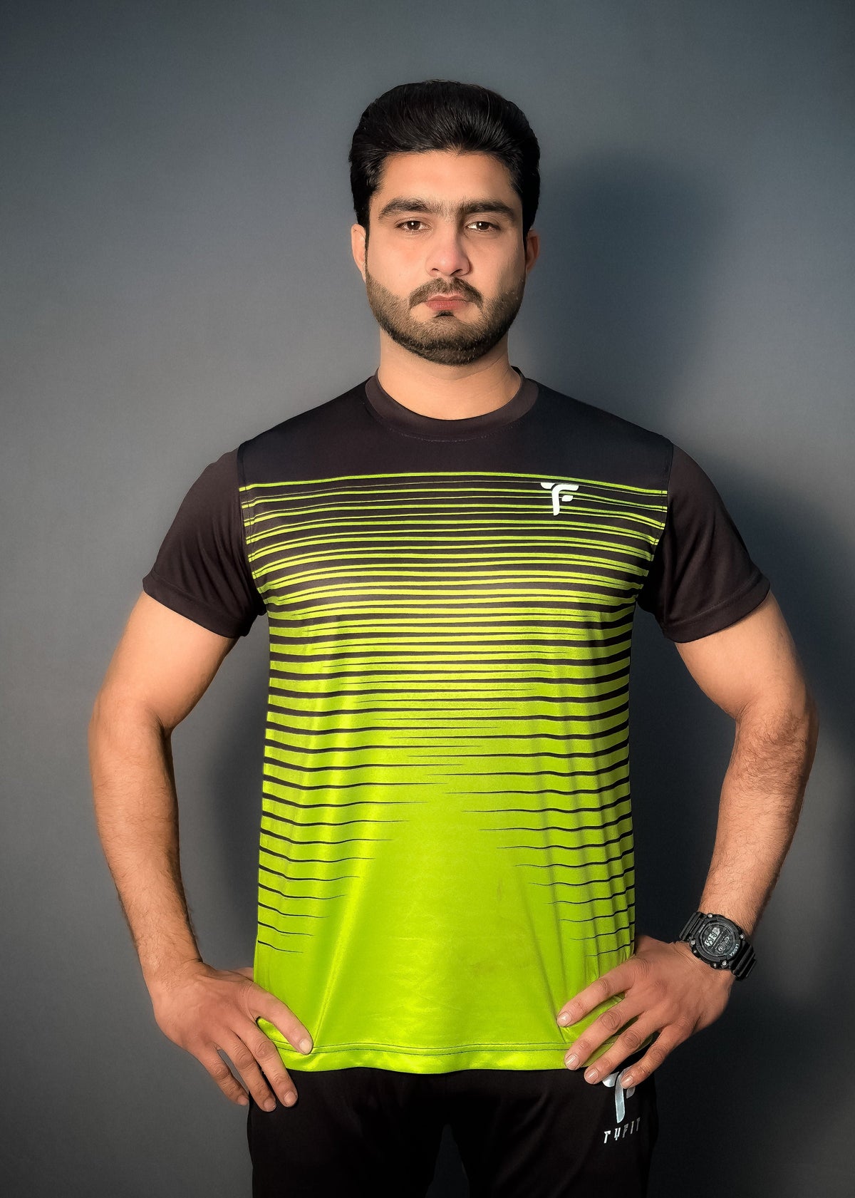 Men New Summer Green Front Lines with Black Contrast tyfit