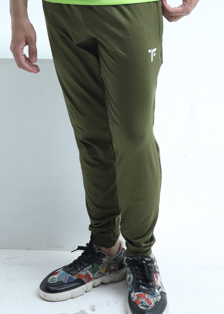 Men Olive Green Lycra Trouser TyFit