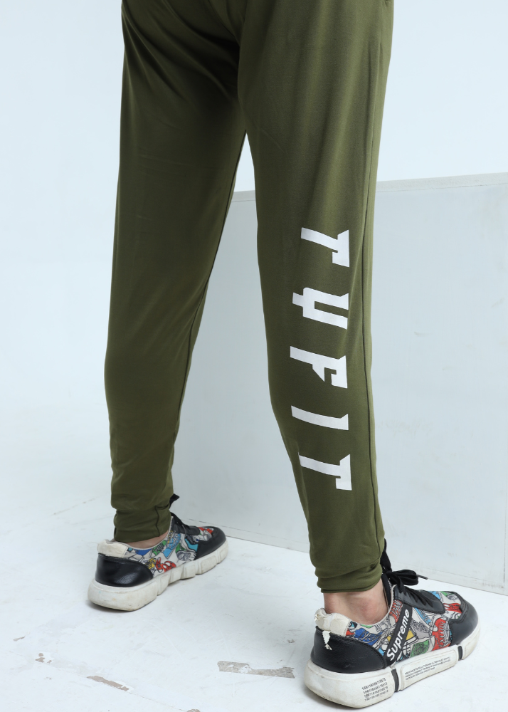 Men Olive Green Lycra Trouser | Tyfit