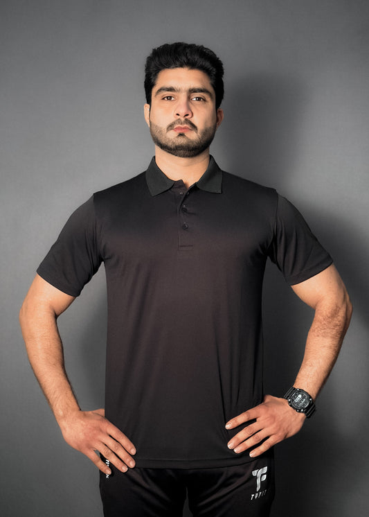 Men Plain Black Polo Shirt tyfit