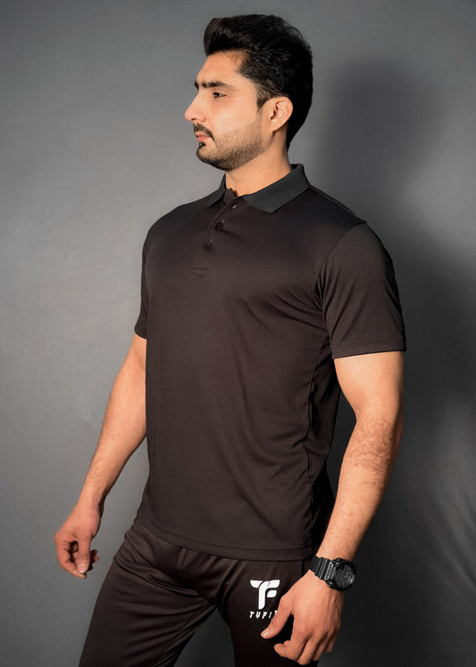 Men Plain Black Polo Shirt tyfit