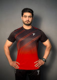 Men Premium class t shirt in red front two stripe tyfit