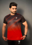 Men Premium class t shirt in red front two stripe tyfit
