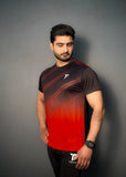 Men Premium class t shirt in red front two stripe tyfit