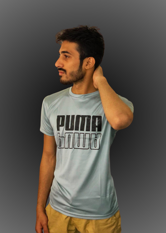 Men Premium silver Grey Puma T Shirt tyfit