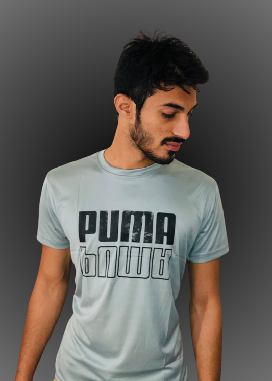 Men Premium silver Grey Puma T Shirt tyfit