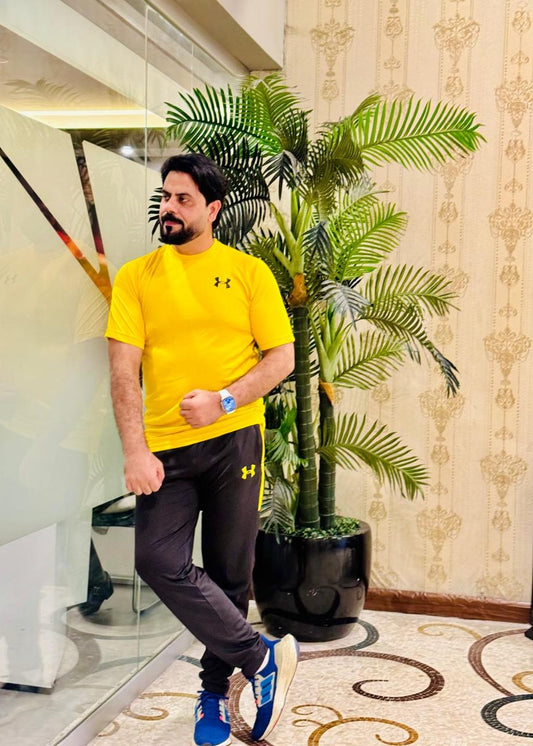 Men premium Under Armor Track suit in Yellow tyfit