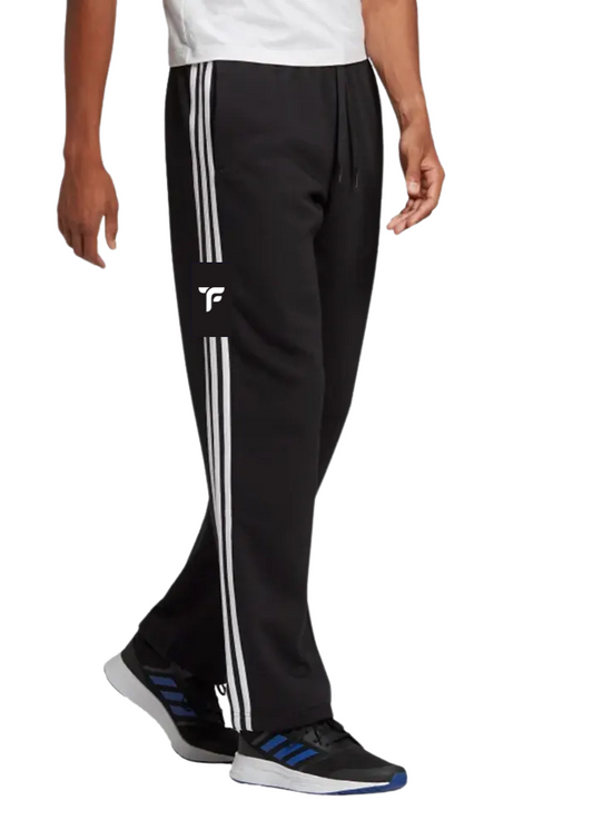 Men  three side  stripe Trouser center tyfir logo in Dry fit in black