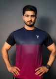 Summer Half Sleeve Purple Nero stripe  T shirt in Navy Blue tyfit