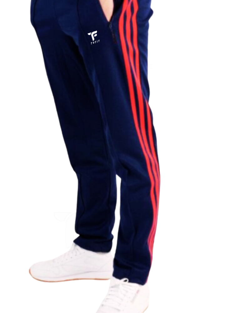 Men three side Red stripe Trouser in Dry fit in Blue